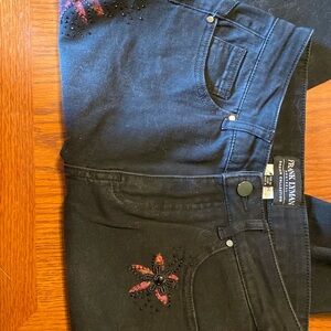 Frank Lyman Design Black Jeans with Red Embroidery